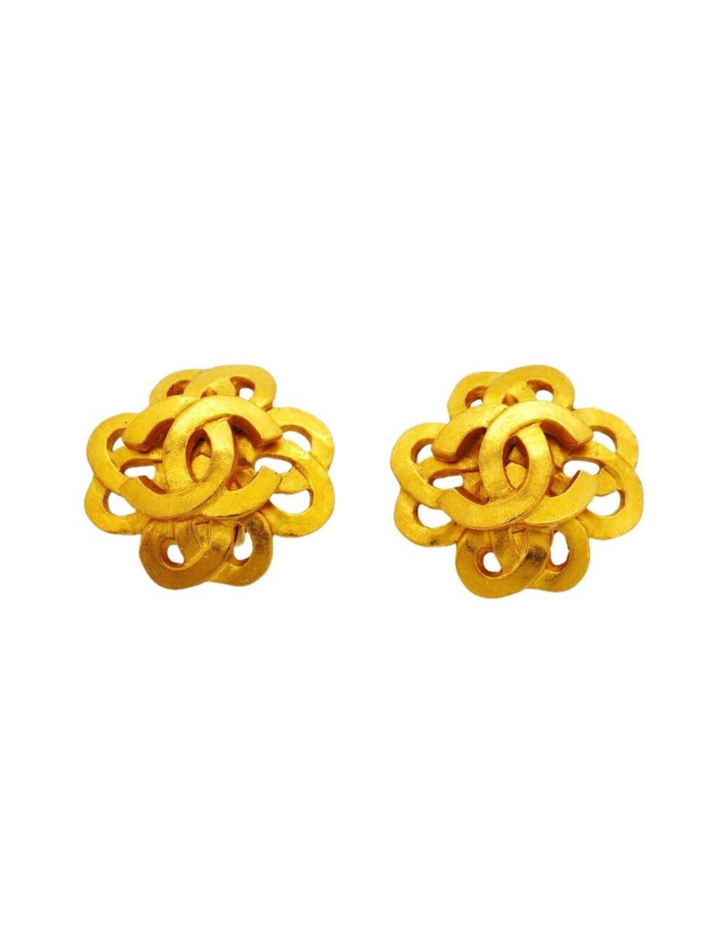 Chanel Earrings Vintage CC Logo Gold Plated